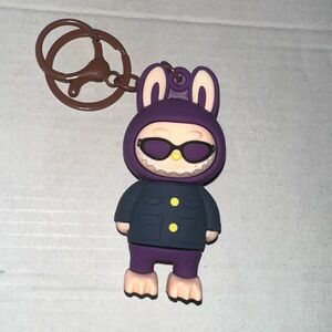 Adorable Labubu keychain featuring a cute figure with sunglasses.